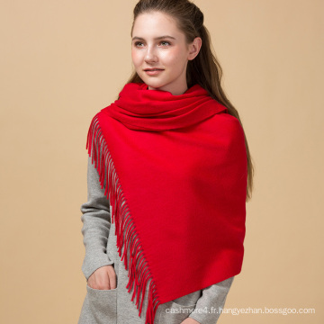 Hot vente plaine rouge style nouveau mode femmes 100% écharpe en cachemire